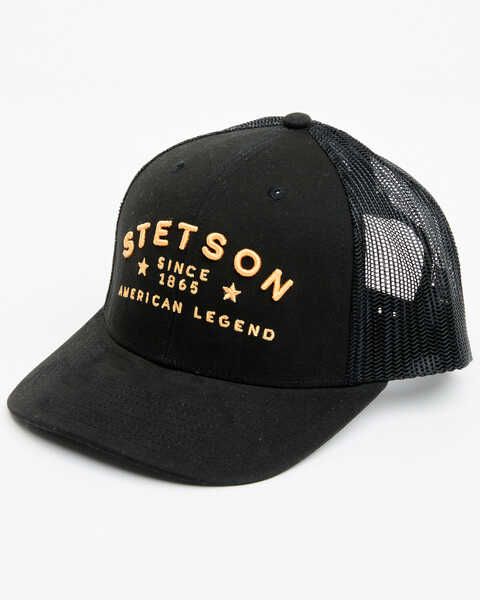 Stetson Men's Embroidered Trucker Cap, Black, hi-res