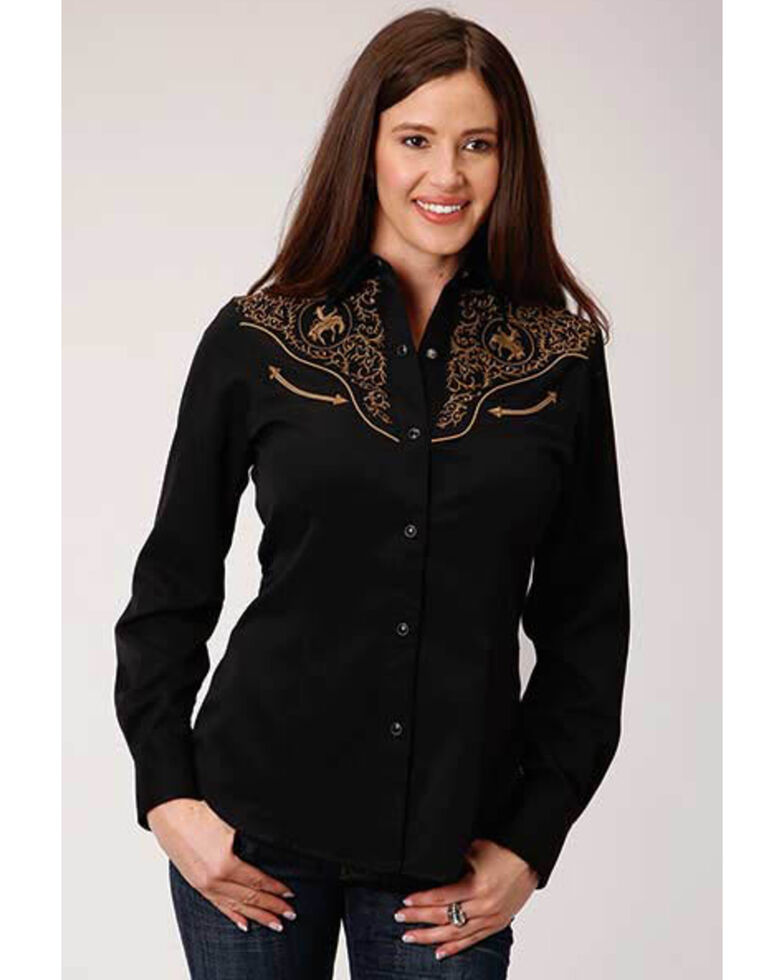 Old West Women S Cowboy Embroidered Long Sleeve Western Shirt Country Outfitter