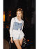 Image #1 - Blank NYC Women's Light Wash Starstruck Embellished Denim Crop Top, Blue, hi-res