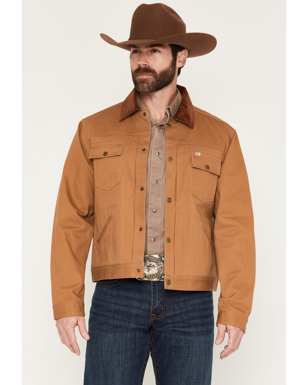 Image #1 - Ely Walker Men's Unlined Canvas Trucker Jacket, Tan, hi-res