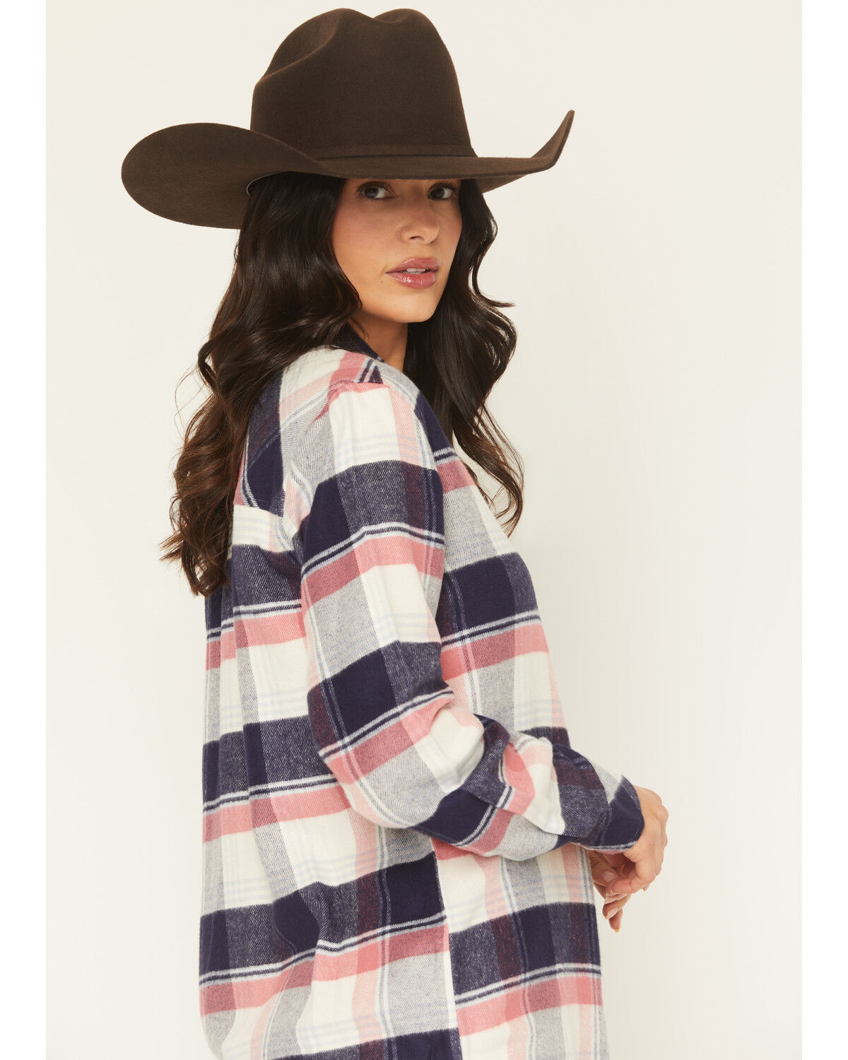 Image #2 - Idyllwind Women's Skip Jack Plaid Print Long Sleeve Snap Flannel Shirt, Indigo, hi-res