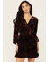 Image #1 - Shyanne Women's Burnout Velvet Peasant Mini Dress, Black, hi-res