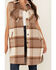 Image #3 - 26 International Women's Plaid Print Long Vest, Brown, hi-res