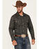 Image #1 - Rock & Roll Denim Men's Long Horn Print Long Sleeve Snap Stretch Western Shirt, Brown, hi-res