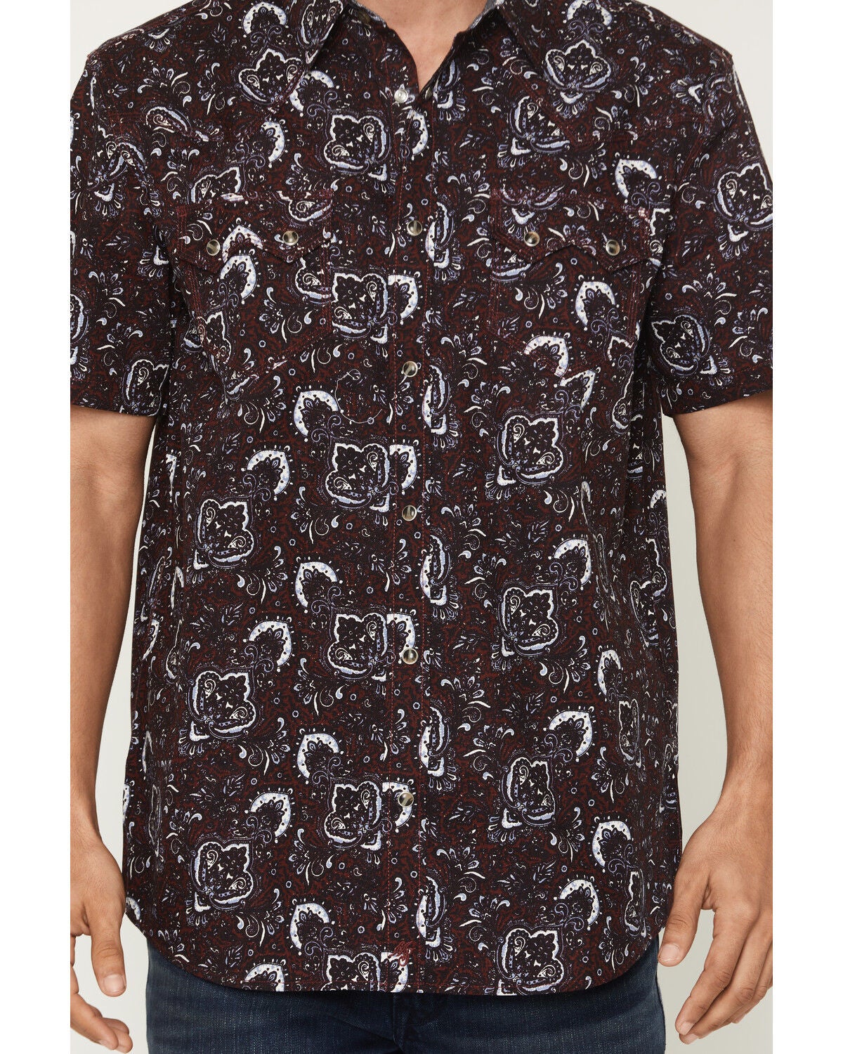 Image #3 - Moonshine Spirit&reg; Men's Purple Haze Paisley Print Short Sleeve Snap Western Shirt, Purple, hi-res