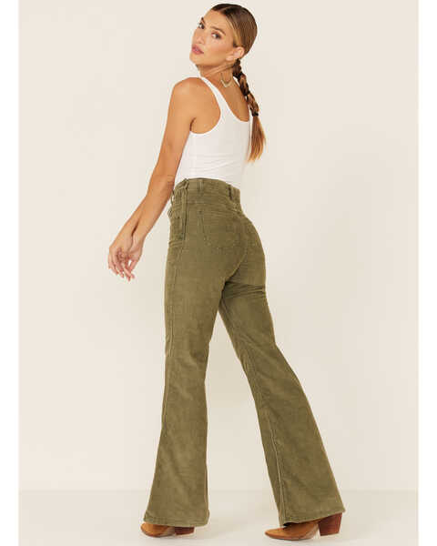 Lee Women's Olive Corduroy High Rise Flare Jeans