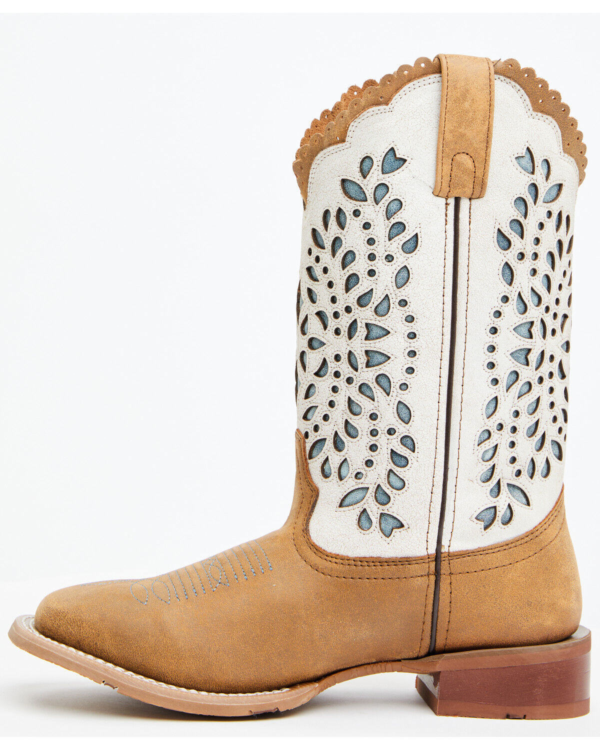 Image #3 - Laredo Women's Underlay Western Boots - Broad Square Toe, Blue/white, hi-res