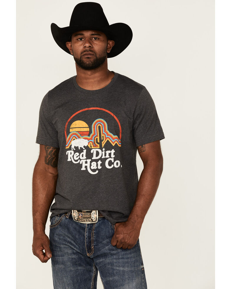 Red Dirt Hat Men's Neon Buffalo Graphic T-Shirt , Charcoal, hi-res