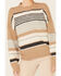 Very J Women's Striped Fuzzy Knit Sweater , Brown, hi-res