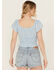 Image #4 - Bila Women's Floral Print Short Sleeve Shirt , Blue, hi-res