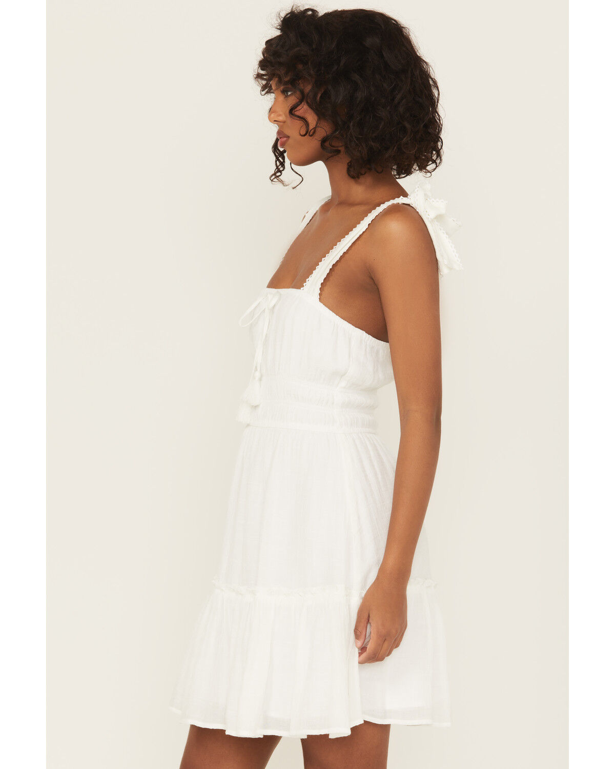 Image #3 - Ash & Violet Women's Solid Bow Sleeveless Mini Dress, White, hi-res