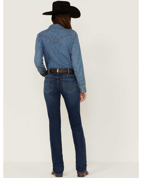 Image #3 - Ariat Women's R.E.A.L Mid Rise Candace Straight Jeans, Blue, hi-res