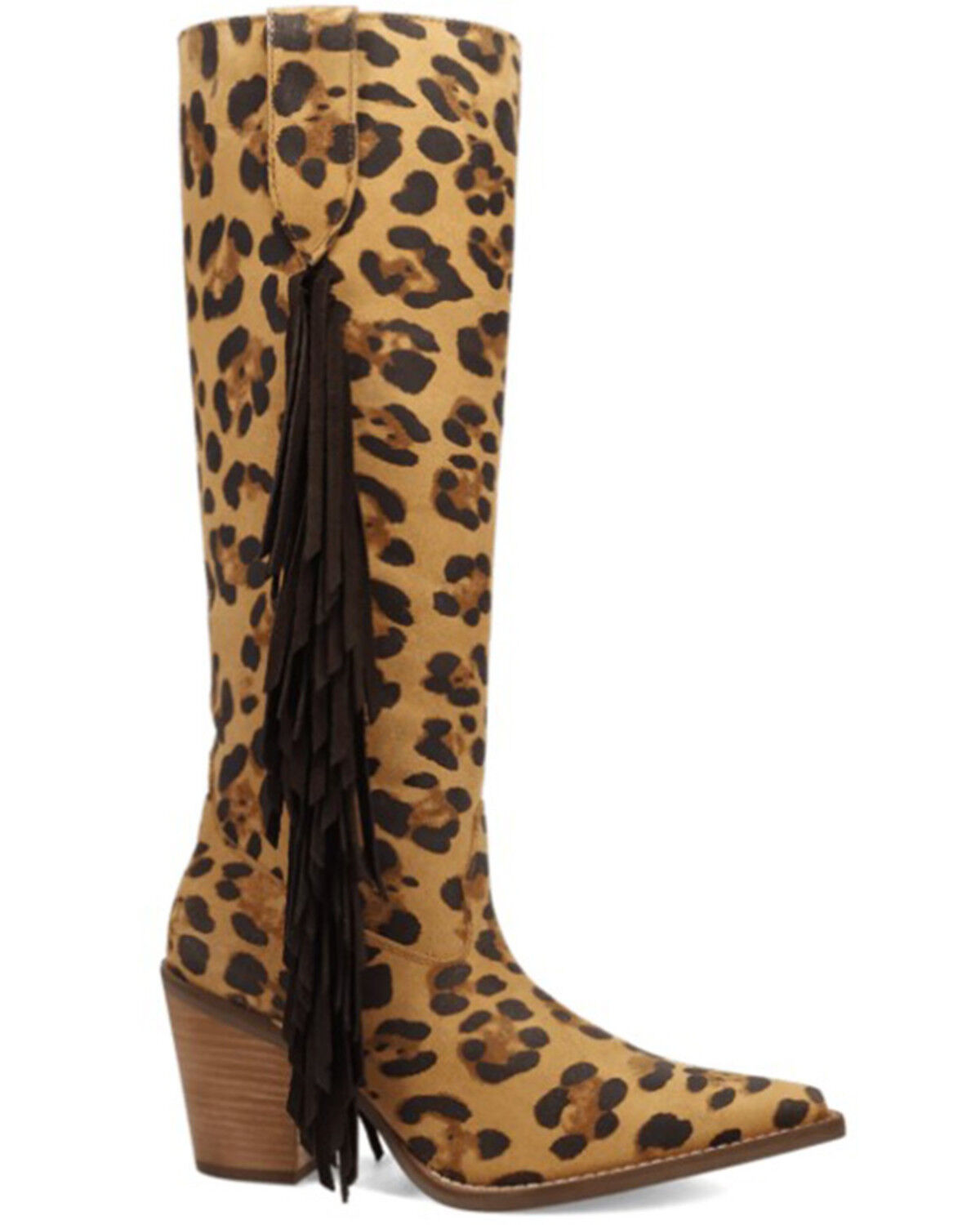 Image #2 - Dingo Women's Twister Suede Fringe Tall Western Boots - Snip Toe, Leopard, hi-res