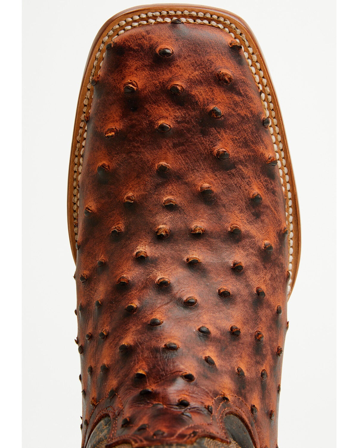 Image #6 - Tanner Mark Men's Exotic Ostrich Print Western Boots - Broad Square Toe, Brown, hi-res