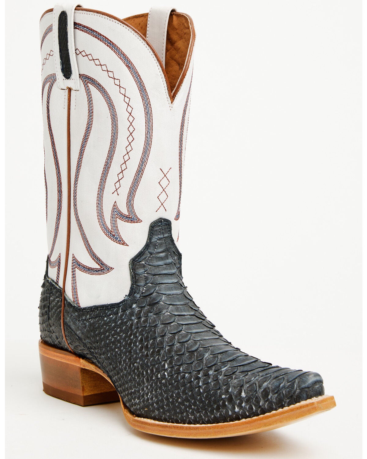 Image #1 - Dan Post Men's Exotic Python Belly Western Boots - Snip Toe, Blue, hi-res