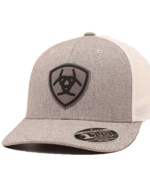 Image #1 - Ariat Men's Center Logo Patch Ball Cap , Grey, hi-res