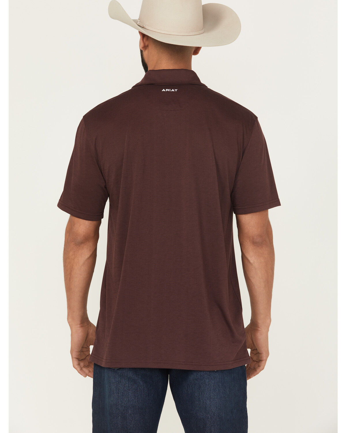 Image #4 - Ariat Men's Team Logo Short Sleeve Button-Down Polo Shirt, Burgundy, hi-res