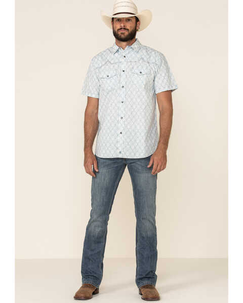 Moonshine Spirit Men's Taboo Med Print Short Sleeve Western Shirt , White, hi-res