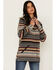 Image #1 - Cruel Girl Women's Serape Stripe Western Button-Down Shacket, Black, hi-res