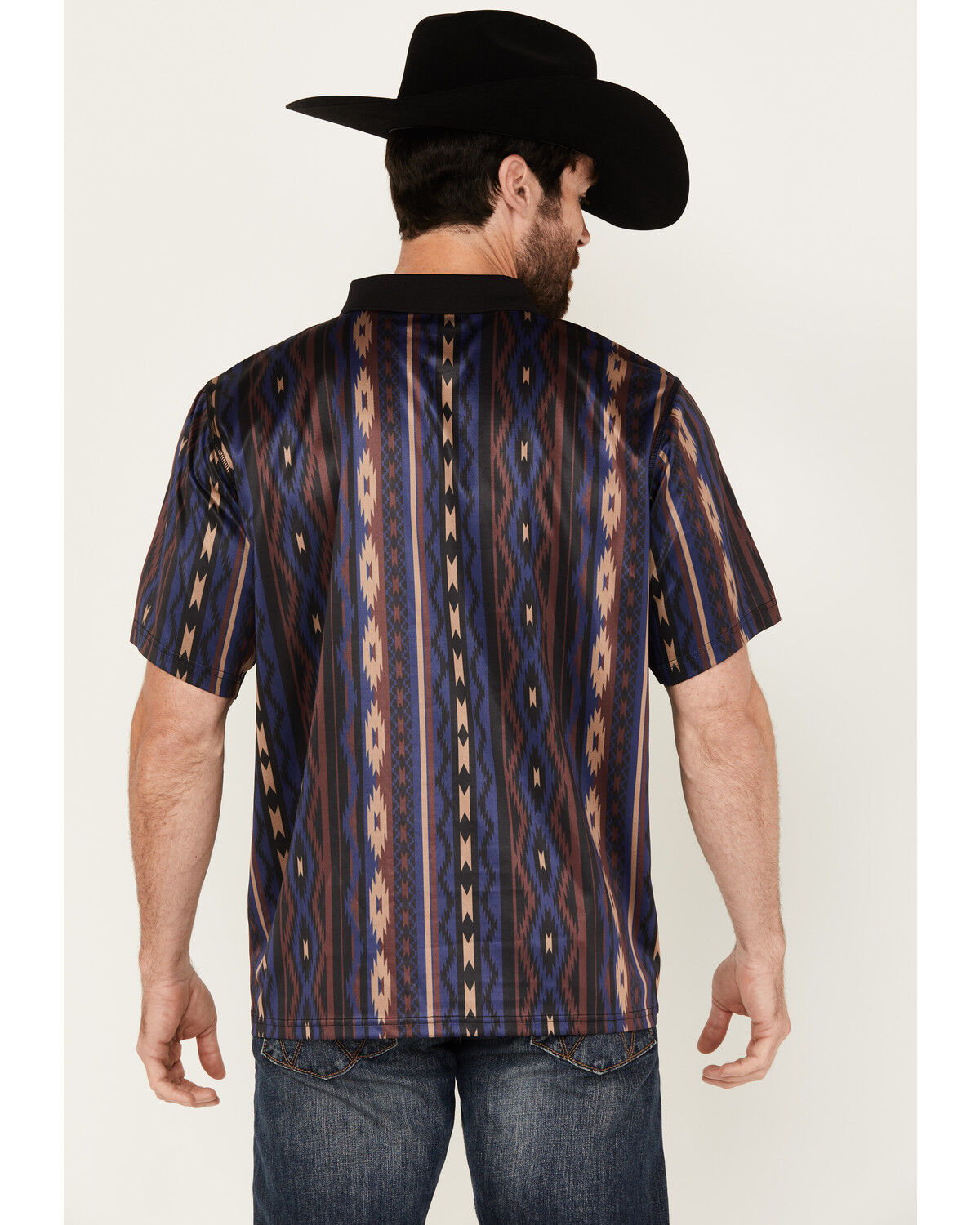 Image #4 - RANK 45® Men's Buckba Short Sleeve Western Polo, Black, hi-res