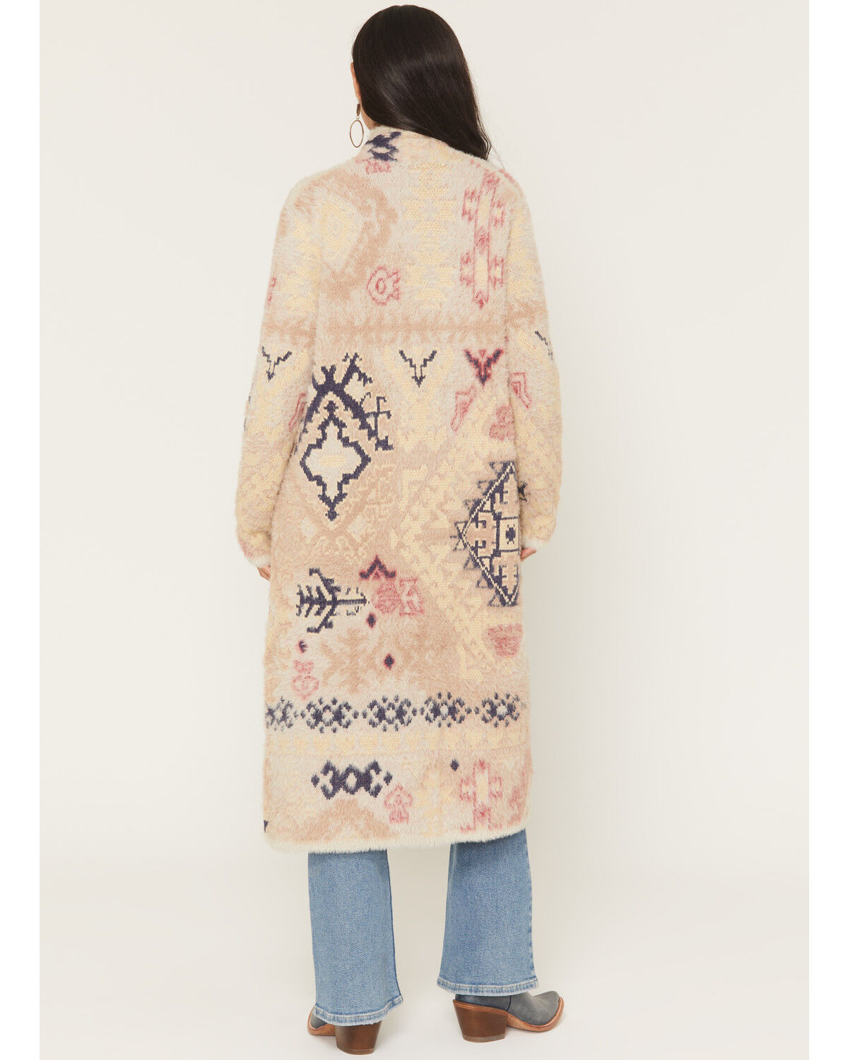 Image #4 - Shyanne Women's Southwestern Print Eyelash Yarn Duster, Mauve, hi-res