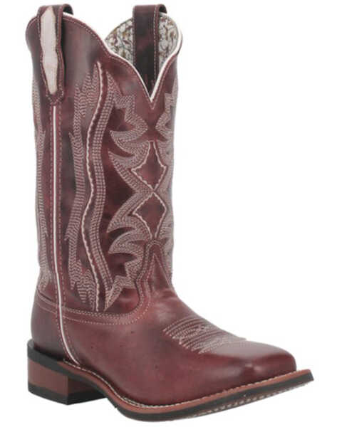 Laredo Women's Willa Western Boots - Broad Square Toe, Wine, hi-res