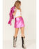 Image #1 - Idyllwind Women's Keller Star Studded Metallic Leather Skirt, Fuchsia, hi-res