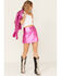 Image #1 - Idyllwind Women's Keller Star Studded Metallic Leather Skirt, Fuchsia, hi-res