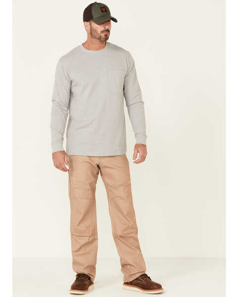 Image #2 - Hawx Men's Solid Light Gray Forge Long Sleeve Work Pocket T-Shirt - Tall, Light Grey, hi-res