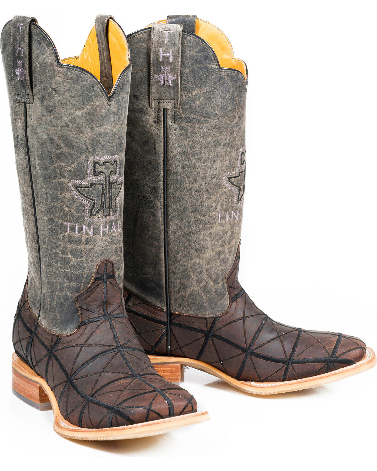 Image #2 - Tin Haul Men's Derrick Western Boots - Broad Square Toe, Brown, hi-res
