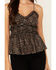 Image #3 - Originality Women's Leopard Print Ruffle Lace Top, Tan, hi-res