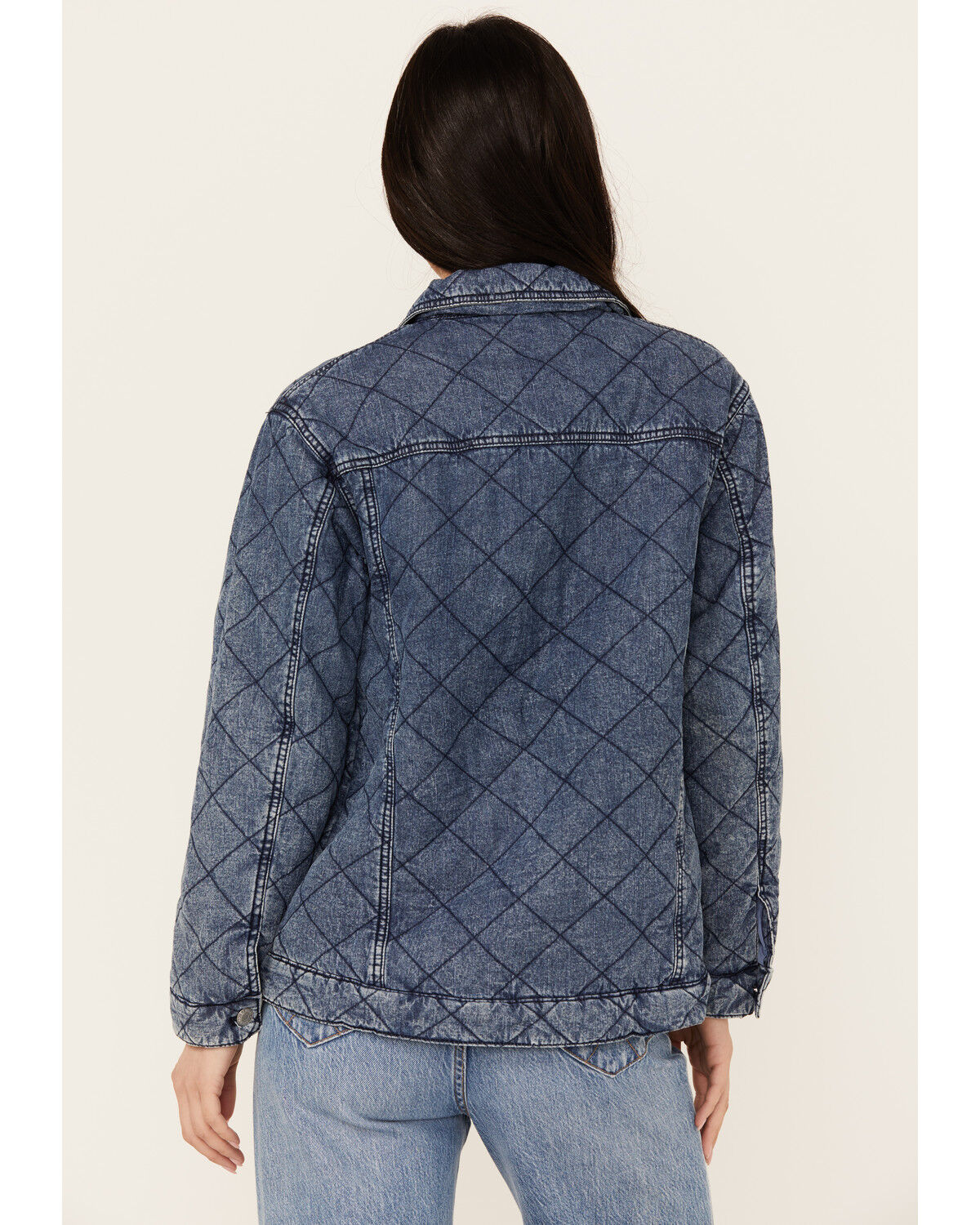 Image #4 - Revel Women's Diamond Stitched Denim Jacket, Medium Wash, hi-res
