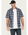 Image #1 - Dickies Men's Flex Plaid Print Short Sleeve Button-Down Work Shirt, Navy, hi-res