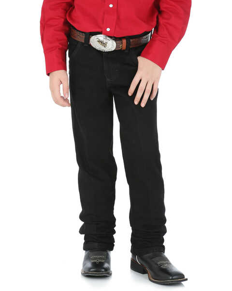Image #2 - Wrangler Boys' Cowboy Cut Denim Jeans, Black, hi-res