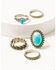 Image #1 - Shyanne Women's 5-piece Gold & Turquoise Ring Set, Gold, hi-res