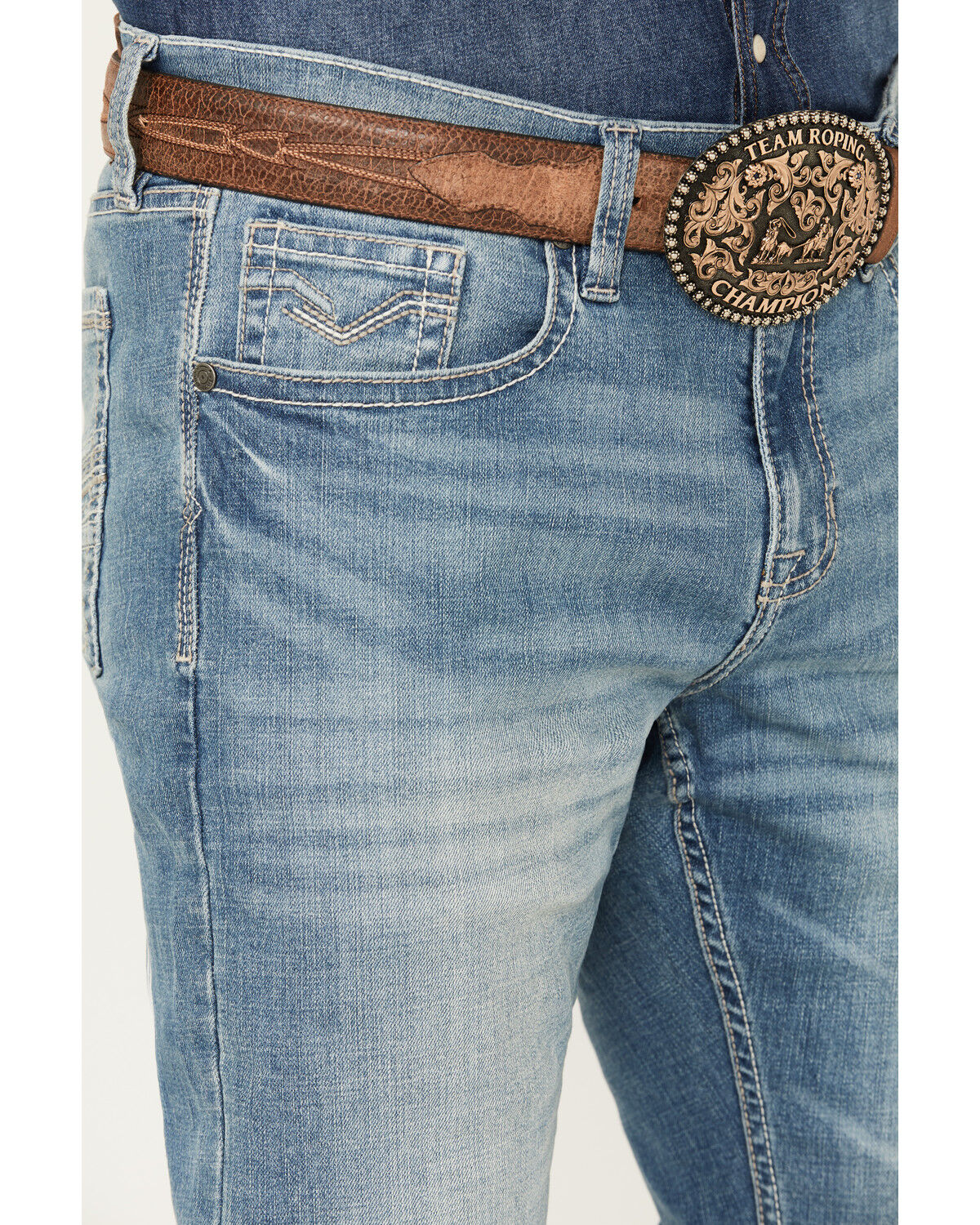 Image #2 - Cody James Men's Bandera Light Wash Slim Bootcut Stretch Denim Jeans, Light Wash, hi-res