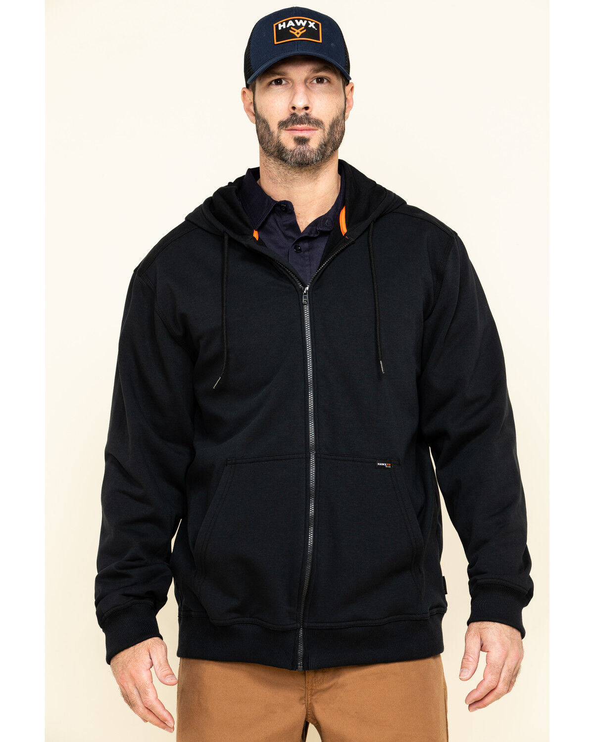 Image #1 - Hawx Men's FR Zip Up Fleece Work Hoodie - Tall, Black, hi-res