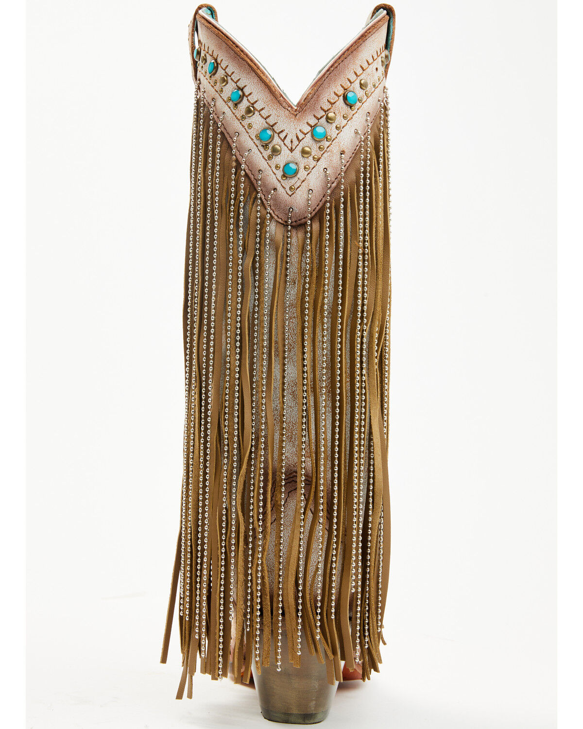 Image #5 - Corral Women's Embroidered and Crystal Eagle Fringe Western Boots - Snip Toe, Beige, hi-res
