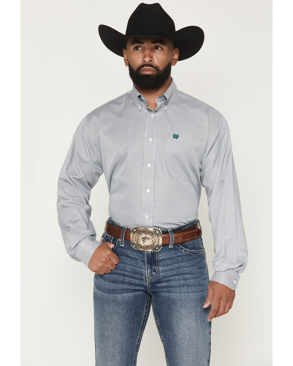 Image #1 - Cinch Men's Stripe Print Long Sleeve Button-Down Western Shirt, Multi, hi-res