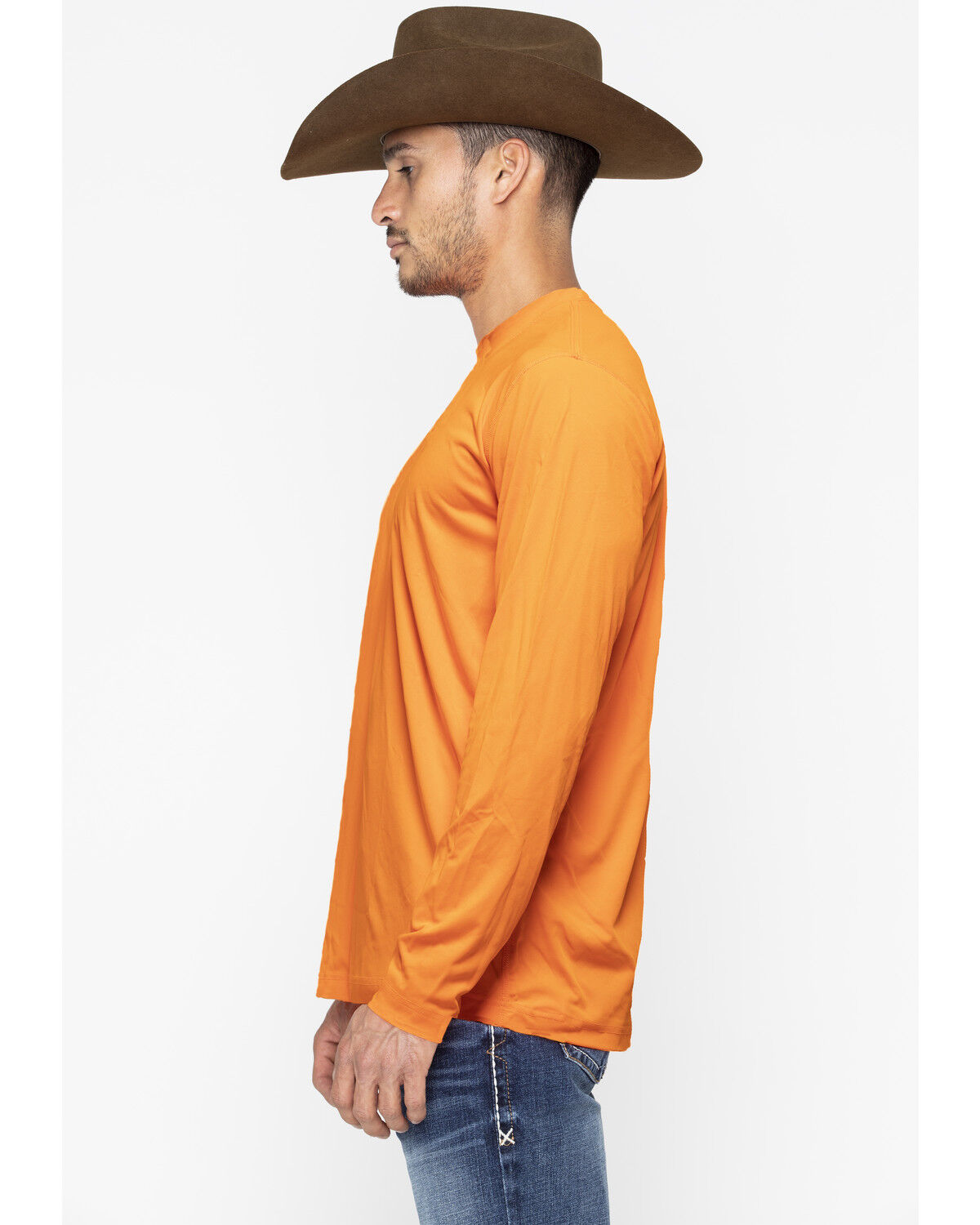 Image #5 - Wrangler Men's Riggs Crew Performance Long Sleeve Work T-Shirt, Bright Orange, hi-res