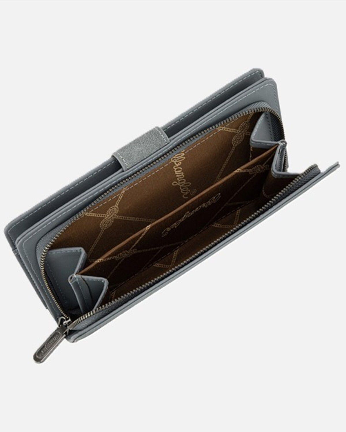 Image #2 - Wrangler Women's Floral Tooled Wallet, Blue, hi-res