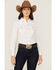 Image #1 - RANK 45® Women's Western Cactus Conversation Print Long Sleeve Button-Down Western Riding Shirt, Ivory, hi-res