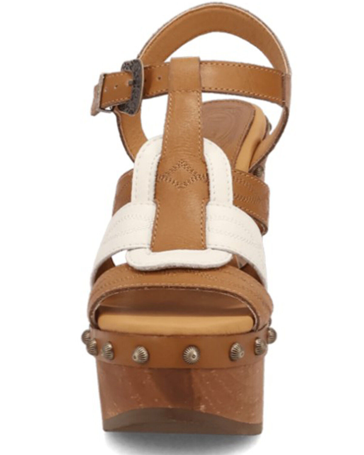 Image #4 - Dingo Women's Cosmo Wooden Wedge Sandals, Tan, hi-res