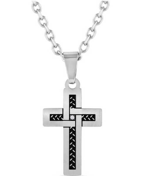Montana Silversmiths Men's Intertwined with Faith Cross Necklace, Silver, hi-res