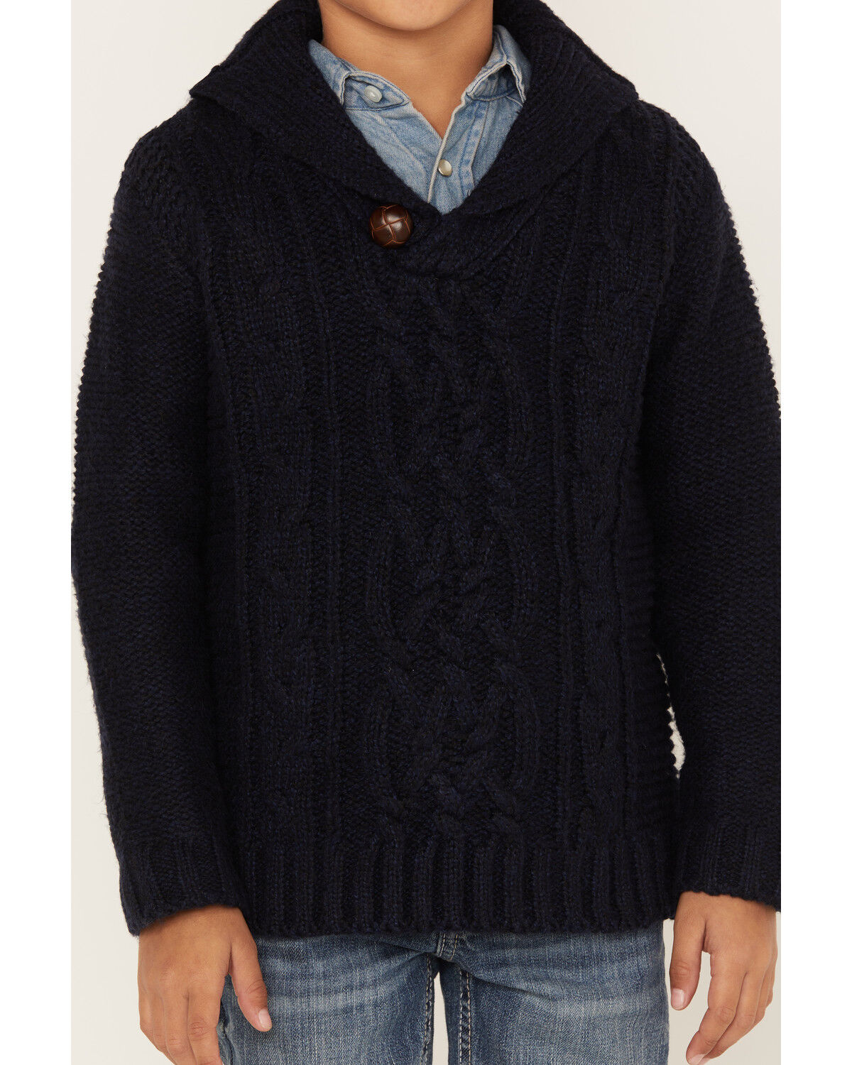 Image #3 - Cotton & Rye Boys' Cable Knit Sweater, Navy, hi-res
