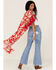 Image #4 - Band of the Free Women's From Paris With Love Floral Print Kimono, Red, hi-res