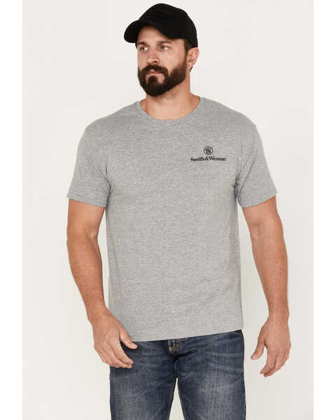 Smith & Wesson Men's American Original Horseback Short Sleeve Graphic T-Shirt, Heather Grey, hi-res