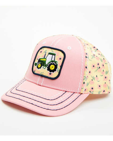 John Deere Girls' Floral Print Tractor Patch Ball Cap , Pink, hi-res