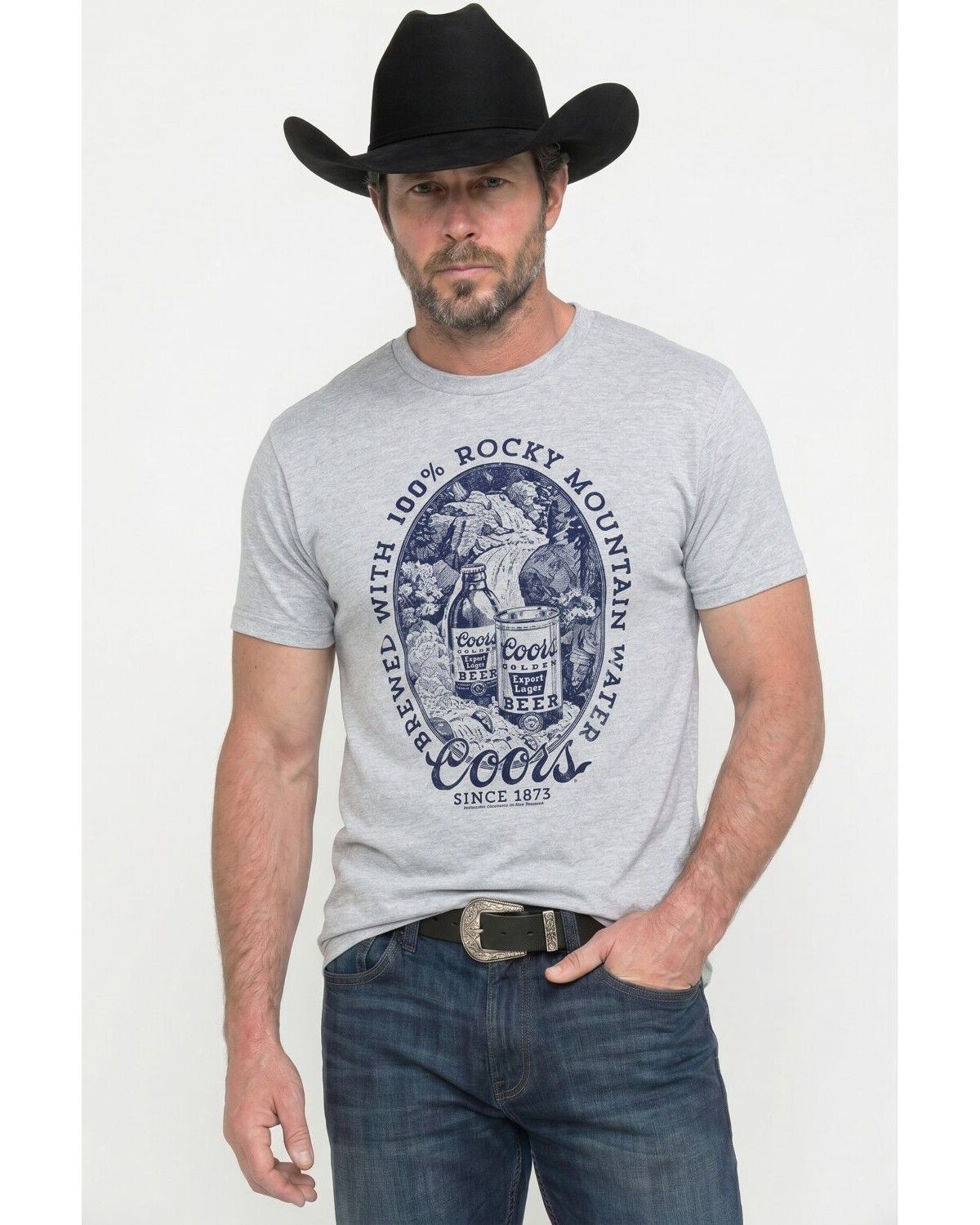 Coors Men's Rocky Mountain Logo Short Sleeve Graphic T-Shirt, Charcoal, hi-res