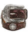 Ariat Girls' Scalloped Hand Tooled & Embellished Belt, Brown, hi-res